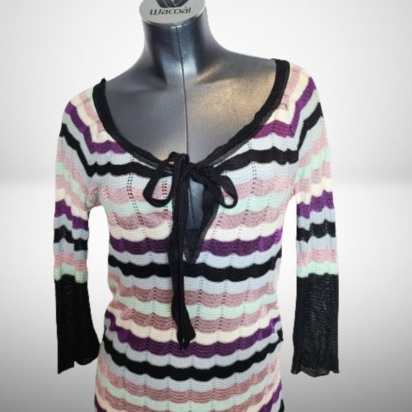 Missoni Multicolor Crochet-Knit Wool-Blend Knee Length Beautiful Dress - Picture 2 of 11